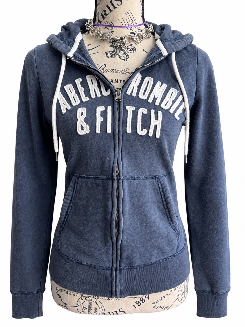 Abercrombie & Fitch Women's Navy Full-Zip Hoodie